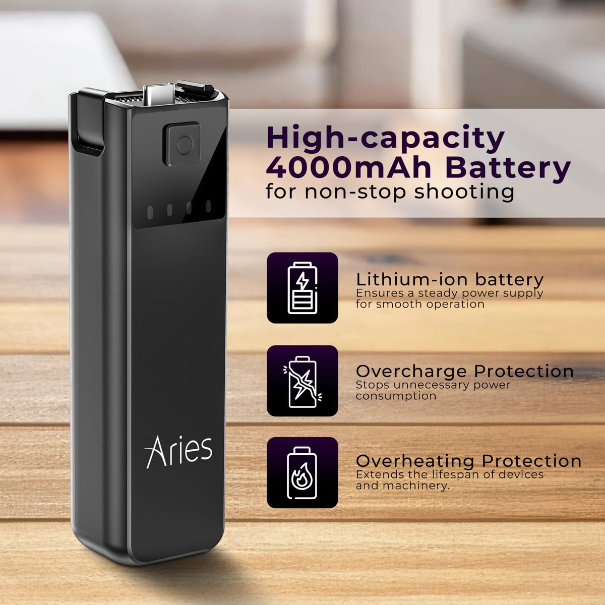 Aries 4000mAh Power Bank for DJI Osmo Pocket 3 Gimbal Camera