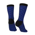 thumbnail image 3 of Goofa Navy Blue Printed Men's Crew Socks, Soft Durable Breathable Moisture-Wicking with Odor Control Cotton socks, 3 of 9