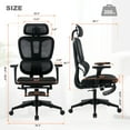 thumbnail image 2 of Home Office Chair, Nylon Mesh Computer Chair with 2D Adjustable Armrest & Headrest & Footrest & Lumbar Support & Seat Height, Modern Upholstered Swivel Desk Chair with Ergonomic Backrest, Black, 2 of 7