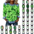 thumbnail image 2 of ShiShine St Patricks Day Shirt for Women Long Sleeve Round Neck Patchwork Holiday Print Casual Top, 2 of 5