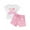 Multicolor, variant on Musuos Little Girls Summer 2PCS Sets 18M-6Y Short Sleeve Letter Donut Embroidery T-shirt Belted Shorts Sets Birthday Clothes