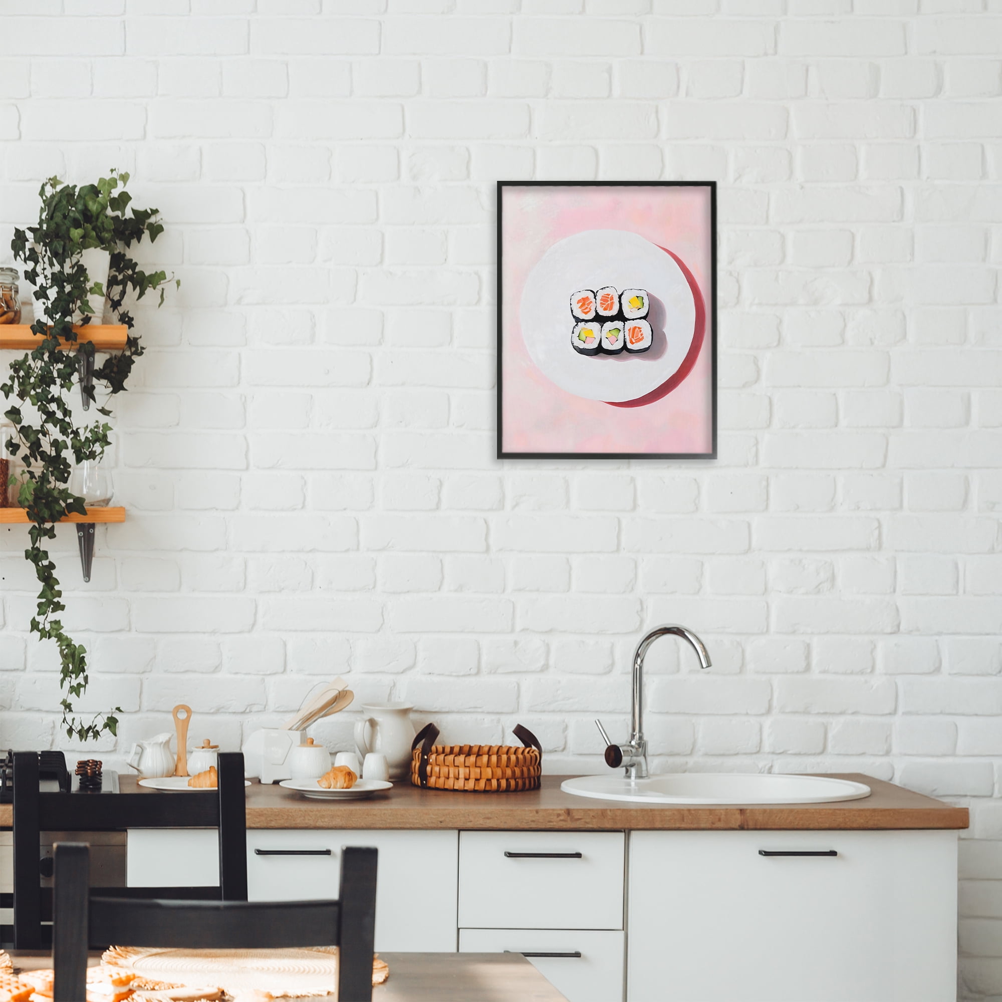 Stupell Industries Sushi Rolls on Plate Black Framed Giclee Art, design by The Prints Vibe
