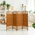 thumbnail image 6 of Red Lantern 4 ft. Short Fiber Weave Folding Screen - Dark Beige - 4 Panels, 6 of 6