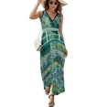 thumbnail image 2 of Water Lilies And Bridge Womens Night Club Maxi Dress V Neck Sleeveless Bohemia Long Dresses, 2 of 9