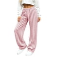 thumbnail image 2 of Lolmot Wide Leg Lounge Pants Women Fashion Ribbed Knit Loose Fit Sweat Pants with Drawstring Stretch Autumn Pajama Pants, 2 of 9