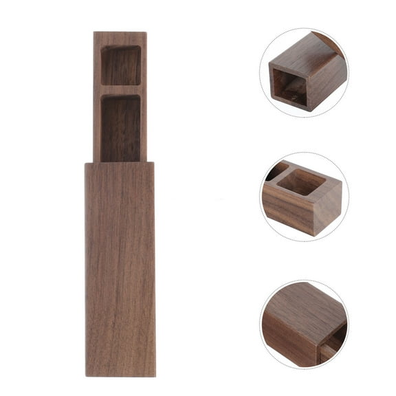 WHAMVOX 1Pcs Wooden Stamper Box Coffee Color Rectangular Shape for Seal Storage 4.72X1.57X1.38in