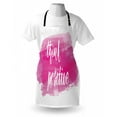 thumbnail image 4 of Positive Energy Apron, Monochrome Image with Cursive Lettering on Brushstroke Backdrop, Unisex Kitchen Bib with Adjustable Neck for Cooking Gardening, Adult Size, Pink and White, by Ambesonne, 4 of 4