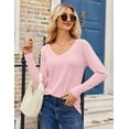thumbnail image 5 of Zeagoo Long Sleeve Shirt for Woman V-Neck T Shirt Solid Casual Basic Tops Fall Tees Summer Clothing, 5 of 7