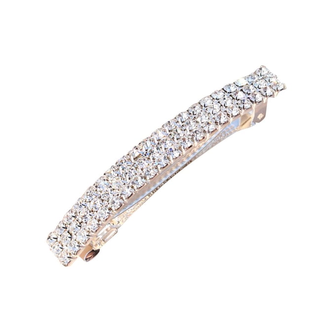 Rhinestone Automático French Barrette de Pelo Grande para El Pelo Accesorio para El Cabello , Plata BLESIY Barrette de clip para el cabello para las mujeres