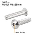 thumbnail image 2 of Unique Bargains M5x25mm Machine Vis Hexagonale Vis à Tête Ronde 304 Fixations en Acier Inoxydable Boulons 10 pcs, 2 of 3