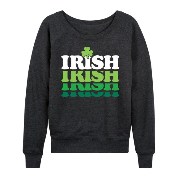Instant Message - Irish Retro Repeat - Women's Lightweight French Terry Long Sleeve Shirt