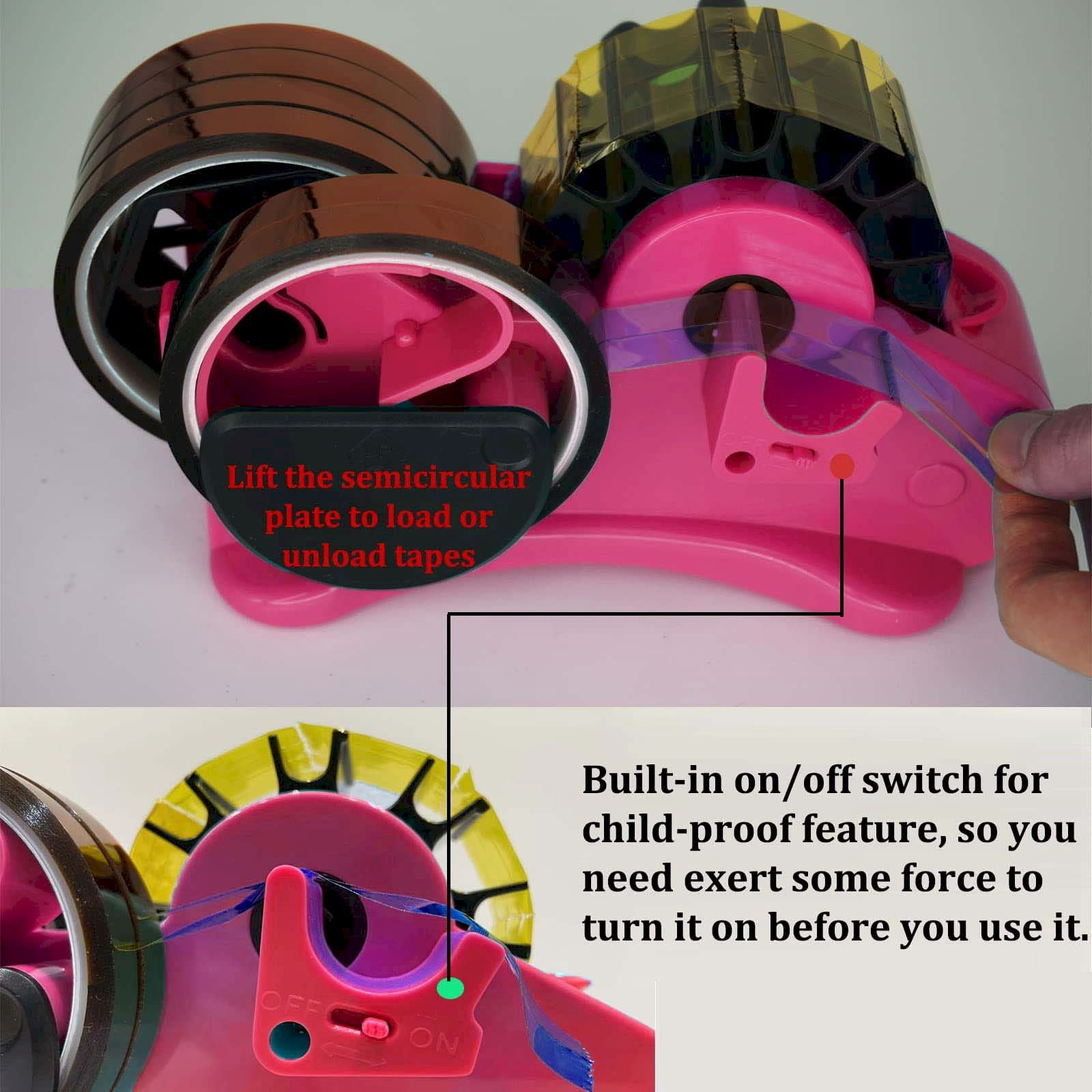 Heat Tape Dispenser Sublimation, Multiple Roll Cut Heat Tape Dispenser 1" and 3" Core Double Reel Cores Sublimation for Heat Transfer Tape, Semi-Automatic Tape Dispenser with Compartment Slots