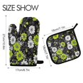 thumbnail image 2 of Yayeee Oven Mitts and Pot Holder Set of 2 Heat Resistant Kitchen Gloves Baking Hot Pad, White Flower Pattern, 2 of 5