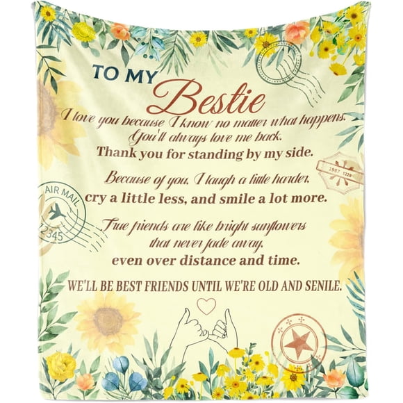 to My Bestie Blanket, Best Friend Blanket, BFF Bestie Gifts for Women, Best Friend Birthday Gifts for Women, Bestfriend Valentines Day Gifts, Best Friends, Bestie Blankets 50x60 Inch