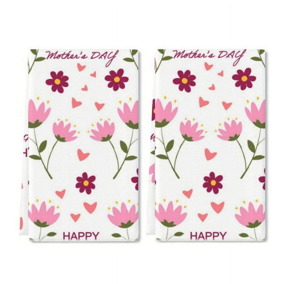 2 Pcs Kitchen Towels Dishcloth Dish Towels Kitchen Towels Holiday Tea Towels Hand Towels for Kitchen Bathroom Housewarming Gifts Home Decoration 24 x 16 Inches (Happy Mothers Day)