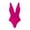 Hot Pink, variant on Women's One Piece Swimsuit Deep V Neck Bathing Suits Fashion Soft Solid Color Quick Dry Swim Suit with Bra (Hot Pink S)
