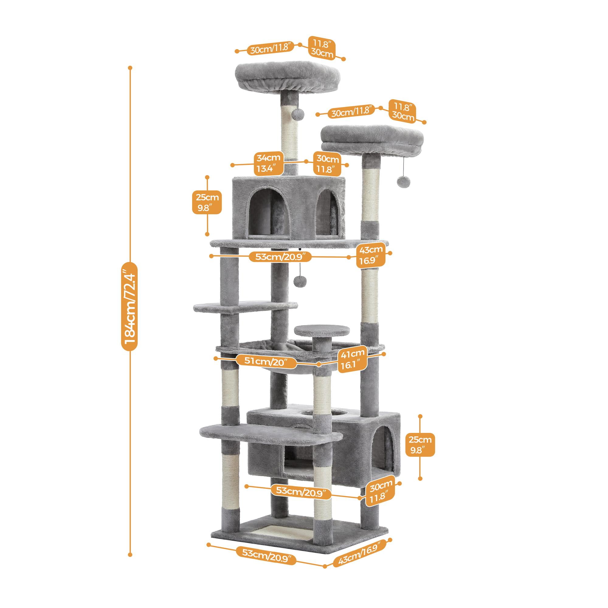 Pefilos 72" Cat Tree Tower for Large Cats, Indoor Cat Condo with Sisal-Covered Scratching Posts and Pads, 2 Padded Perch, Gray Pefilos 72" Cat Tree Tower for Large Cats, Indoor Cat Condo with Sisal-Covered Scratching Posts and Pads, 2 Padded Perch, Gray