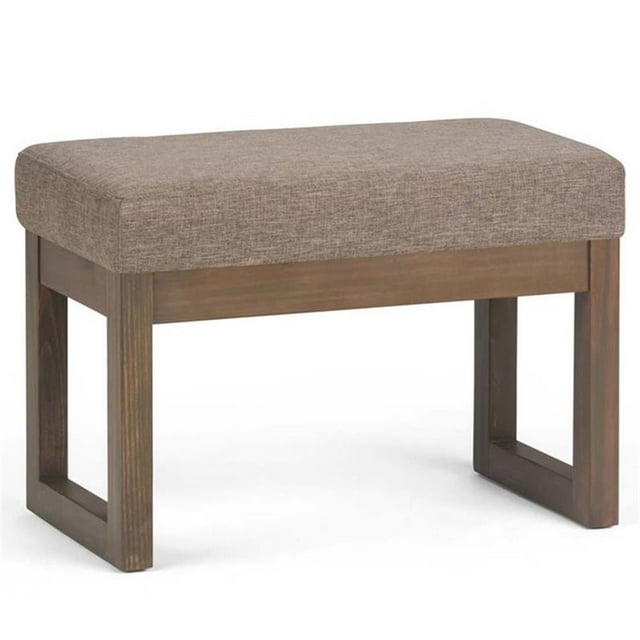 Pemberly Row Pouf Repose-Pieds Contemporain de 27 Pouces en Lin Brun Faon