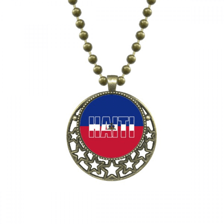 haiti country flag name art deco fashion pendant star necklmoon chain jewelry