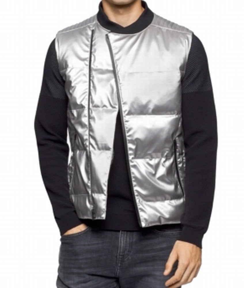 calvin klein silver puffer vest