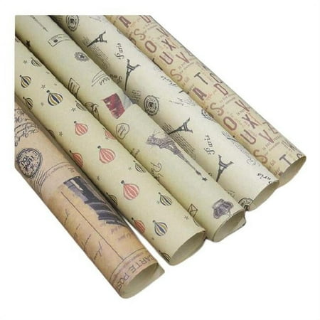 Panda Superstore 29.5 x 20.5 in. Vintage Kraft Paper Birthday Holiday Gift Wrapping Paper, Multi Color - 10 per Roll