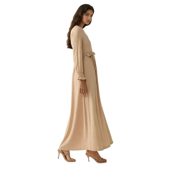 Textured Crew Neck Maxi Dress