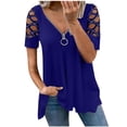 thumbnail image 2 of Womens Tops and Blouses Summer Women's Hot Diamond Hollow Zipper Short Sleeve Tops clothes under $5.00, 2 of 7
