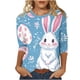 thumbnail image 1 of Tops de Cuello Redondo para las Mujeres Blusas Casuales 3/4 Manga Impresa Camiseta de Carnaval Moda Verano, 1 of 7