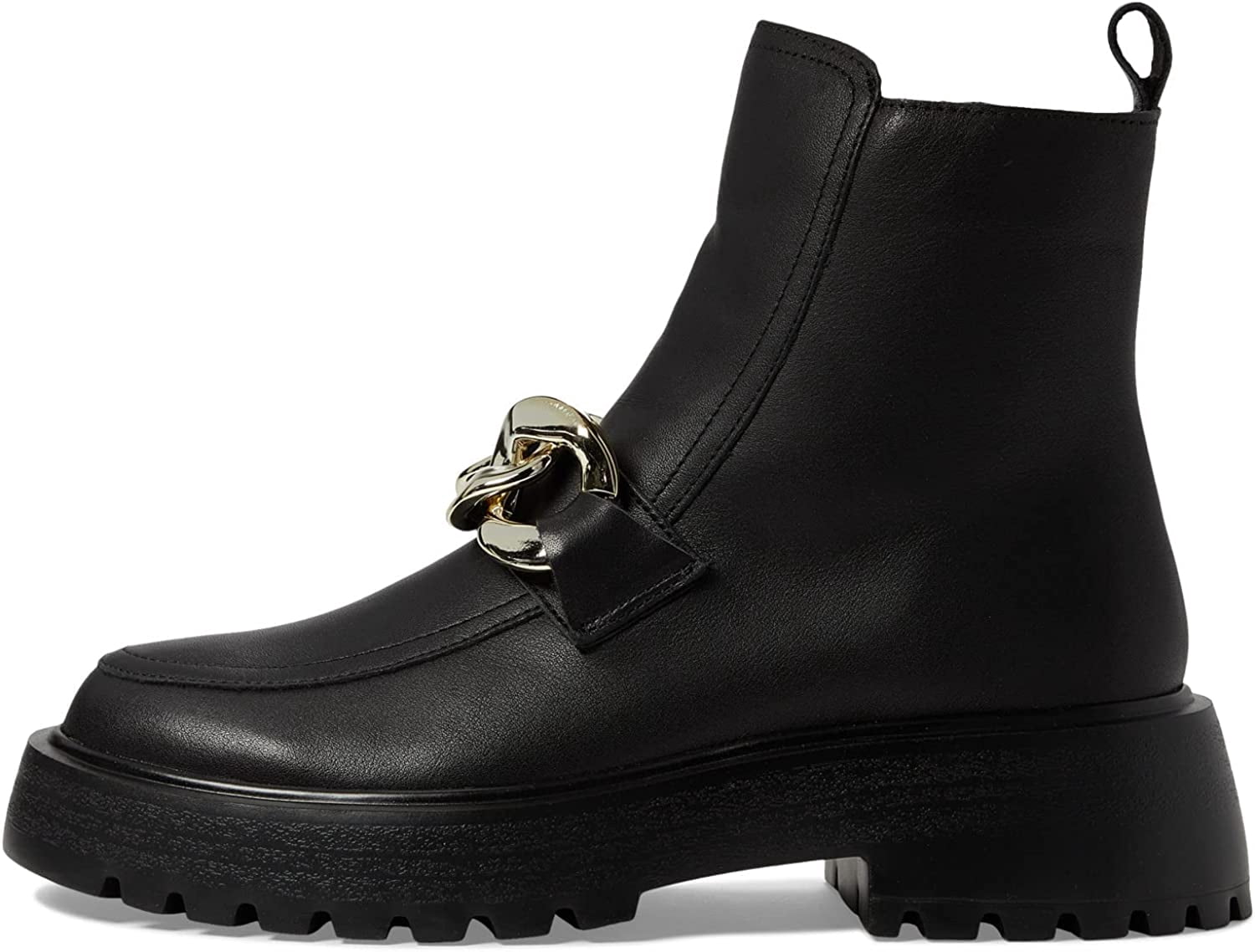 Steve Madden Cleo Black Leather Chunky Lug Sole Curb Chain  display picture 1
