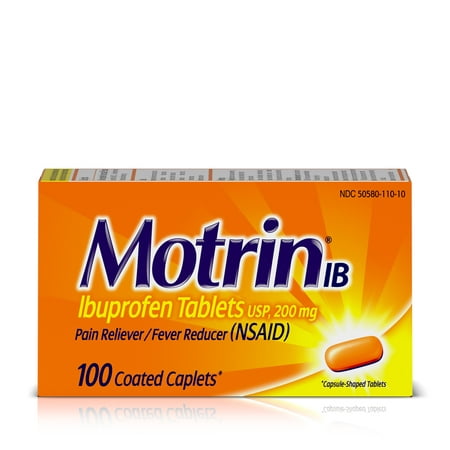 Motrin IB, Ibuprofen 200mg Tablets for Pain & Fever Relief, 100