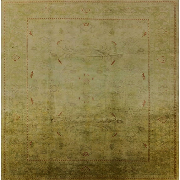 Ahgly Company Indoor Square Mid-Century Modern Caramel Brown Oriental Area Rugs, 4' Square