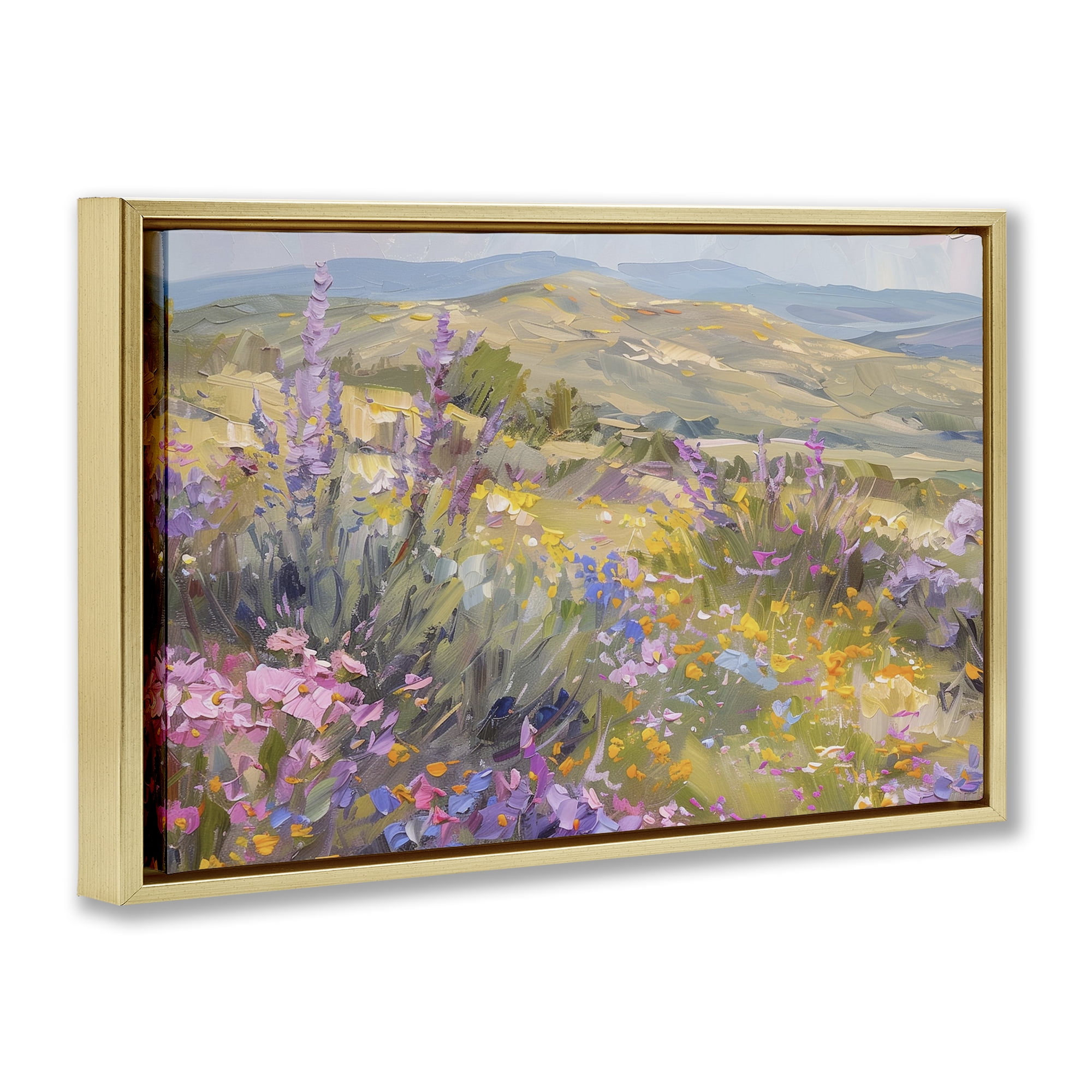 Stupell Industries High Desert Flowers Landscape & Nature Painting Gold Floater Framed Canvas Art Print Wall Art, 25 x 17