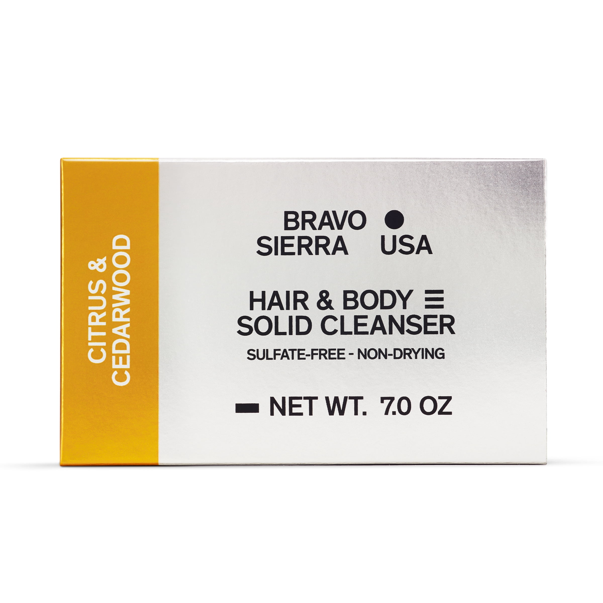 Bravo Sierra Hair & Body Bar Cleanser for Men, Citrus & Cedarwood, All Skin Types, 7 oz