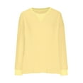 thumbnail image 3 of CaComMARK PI Women's Waffle Top Clearance Long Sleeve Round Neck Loose T-Shirt Fashion Casual Pullover Yellow 12(XXL), 3 of 6