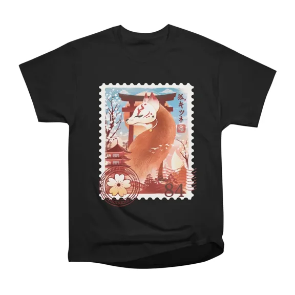 Kitsune Mail Stamp T-Shirt Tee Gift For Him Merch For Her Apparel For Friend