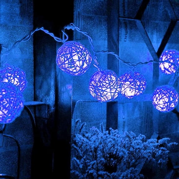 LINLIN Solar Rattan String Light, 6M 30 LED Solar Fairy Ball Decorative String Lights with 2 Lighting Modes for Outdoor Garden Yard Patio Christmas Party
