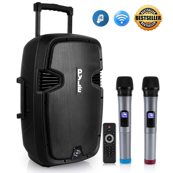 Pyle Karaoke Portable Speaker 1000W Active Powered Wireless Bluetooth Outdoor Speaker (Black)