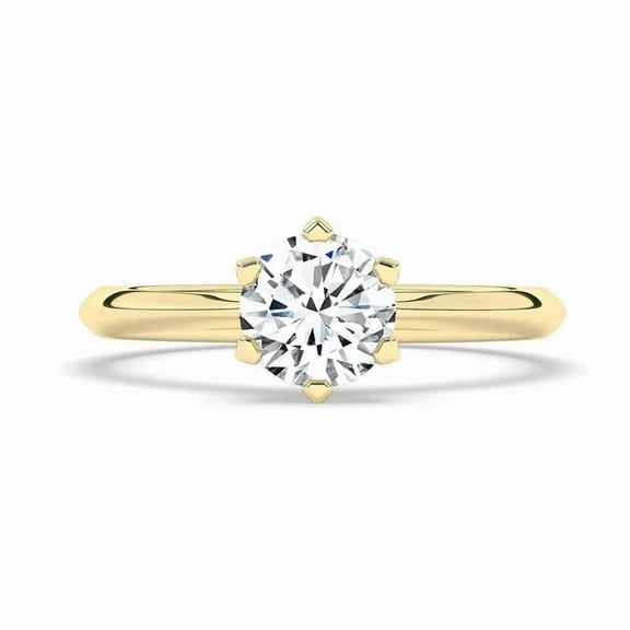 1.00Ct Round Cut IGI Real Lab Grown Diamond Engagement Ring 14K Yellow Gold