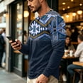 thumbnail image 5 of FGVCTG Mens T-Shirts Color Block Aztec Western Long Sleeve Henley Tops Button Neck Tee Loose Pullover Top for Casual Outings Daily Blue L, 5 of 7
