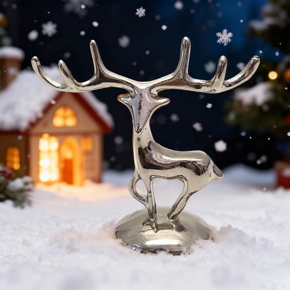 Christmas Decorations Indoor, Metal Alloy Compact Reindeer Figurine for Console Table Window and Party Display, Festive Gift for Collectors and Families 1 Piece