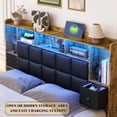 thumbnail image 5 of TIGUBFRE LED Bed Frame Queen Size with Bookshelf PU Leather Headboard, 2 Hidden Storage Drawers, Upholstered Platform Bed with Charging Station, Black, 5 of 9