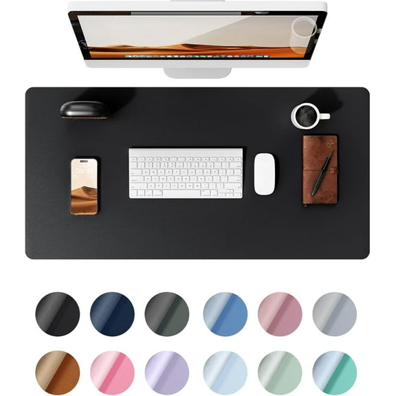 Leather Desk Protector, Non-Slip Large Mouse Pad, Waterproof PU Laptop Mat Table Pad for Office and Home-Black35.4" x 17"
