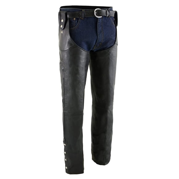 Milwaukee Leather Chaps pour Hommes Ceinture en Cuir Noir Réglable Boucle Latérale pour Moto Chap - SH1198-2TP