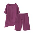 thumbnail image 4 of Hurxie 2 Piece Sets for Women Summer Lounge Short Set Spring Matching Biker Shorts V Neck Oversized Shirt Clothing Hot Pink,L, 4 of 7