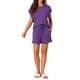 thumbnail image 2 of Conjuntos de pijama para mujeres INSPIRE CHIC, camisetas de manga corta con pantalones cortos, bolsillos, suaves, conjuntos de lounge con volantes, L púrpura oscuro, 2 of 5