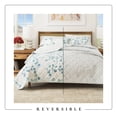 thumbnail image 4 of Floral Quilt Set - Lightweight, Soft, All-Season - 3-Piece Reversible Spring Bedding Set (King / California King, Blue / Green), 4 of 6