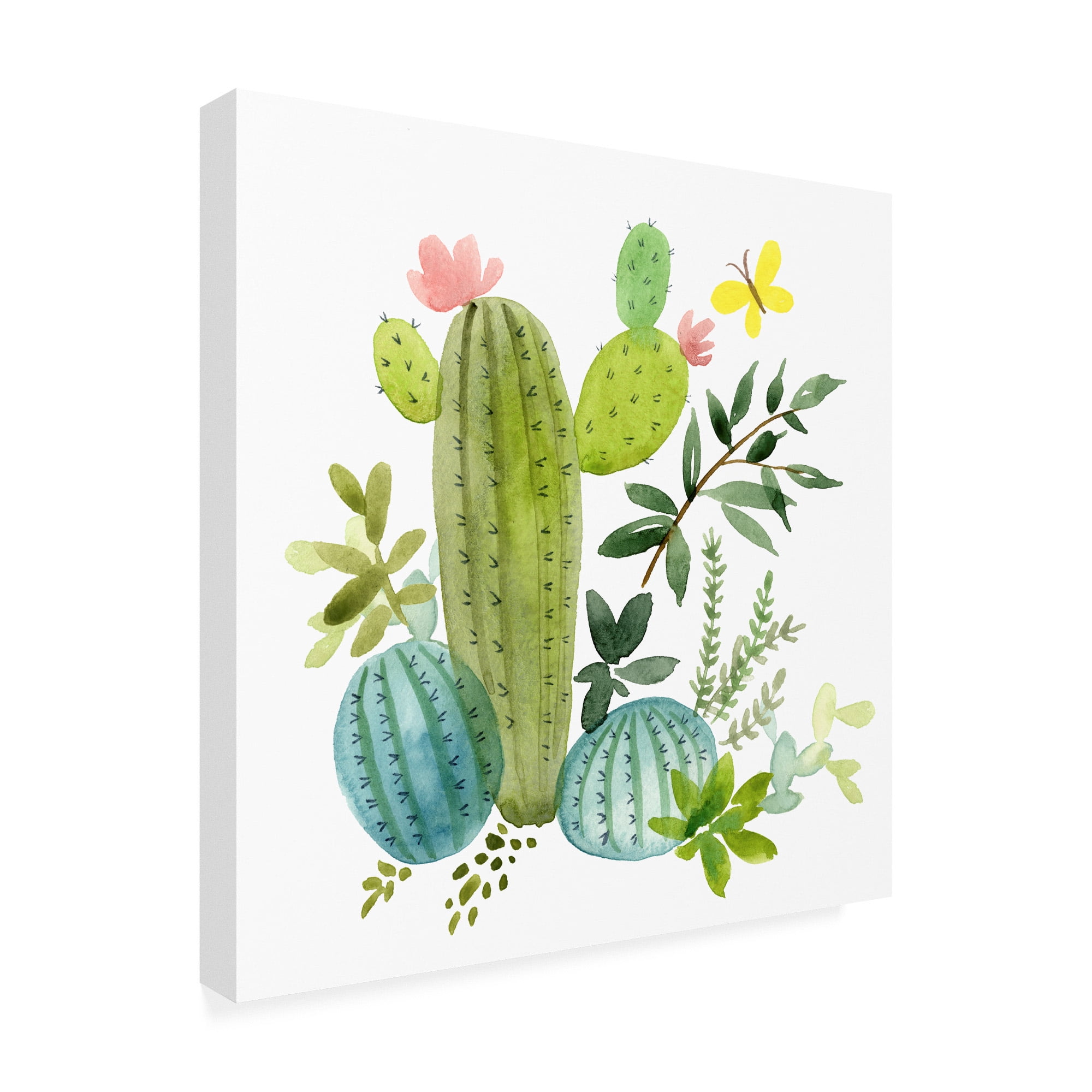 Trademark Fine Art 'Happy Cactus Painting I' Canvas Art by Jane Maday