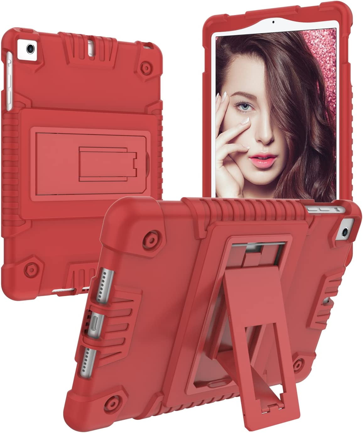 Feishell for iPad Pro 11 Case 2018 with Pencil Holder, Shockproof Rugged Kids Child Proof Rubber EVA Bumper Heavy Duty Case with Kickstand Protective Cover for Apple iPad Pro 11", Red