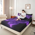 thumbnail image 4 of Castle Fairy Flying Butterfly 3pcs Twin Sheet Sets,Black Purple Twin Fitted Sheet,Neon Gradient Breathable Flat Sheet,Ultra Soft Animal Home Decor, 4 of 7