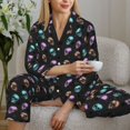 thumbnail image 6 of Lsque purple cyan brown Skull Pattern Long Sleeve Pajama Set for Women - Soft 2-Piece Sleepwear and Loungewear Set with Pockets, Comfy Nightwear-XX-Large, 6 of 7